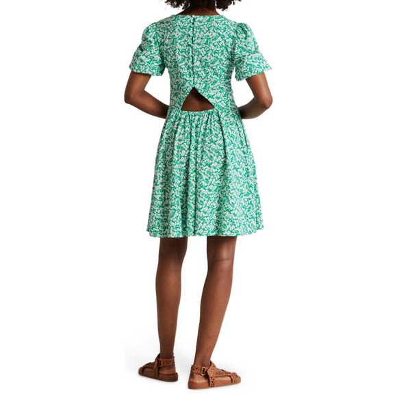 NWT Boden Women's Floral Back Cutout Dress in Emerald Floret Bud (12R) - Picture 2 of 9